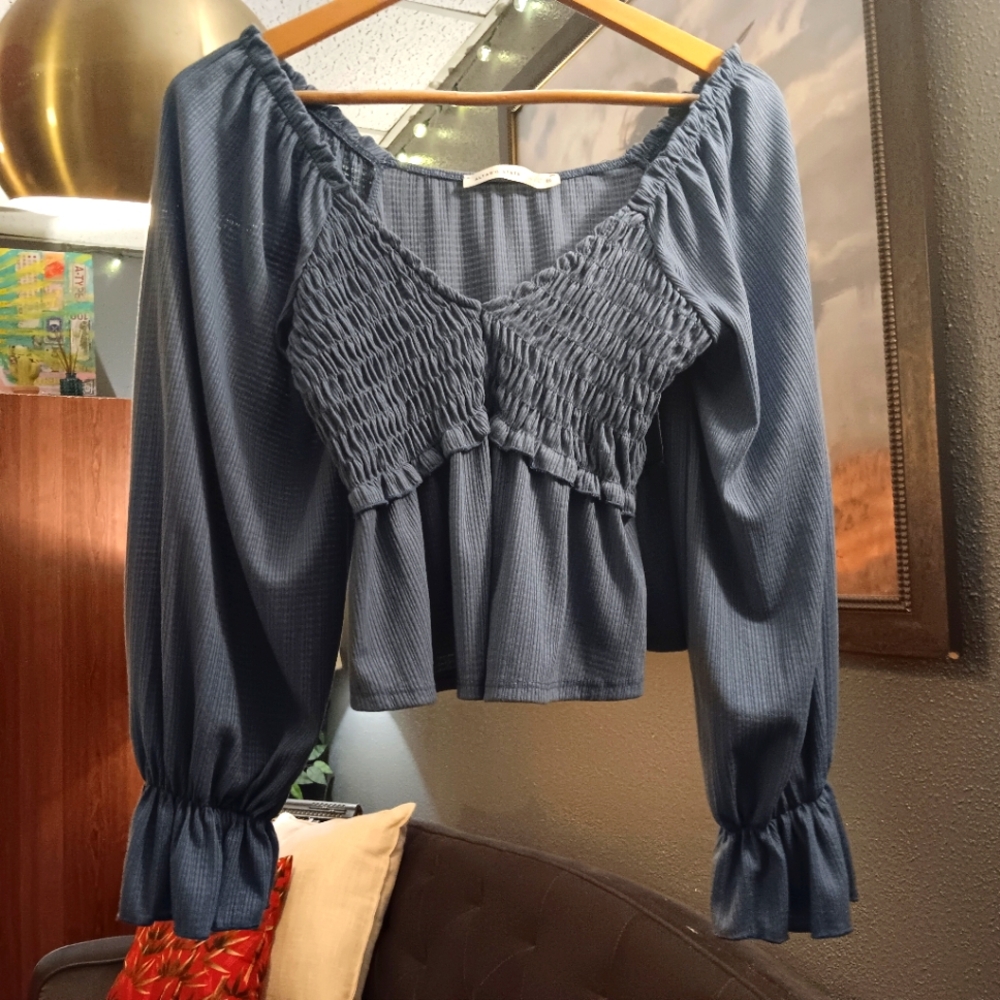 Altar'd State | Soft Blue Ruched Cropped Top |NWOT | Size M